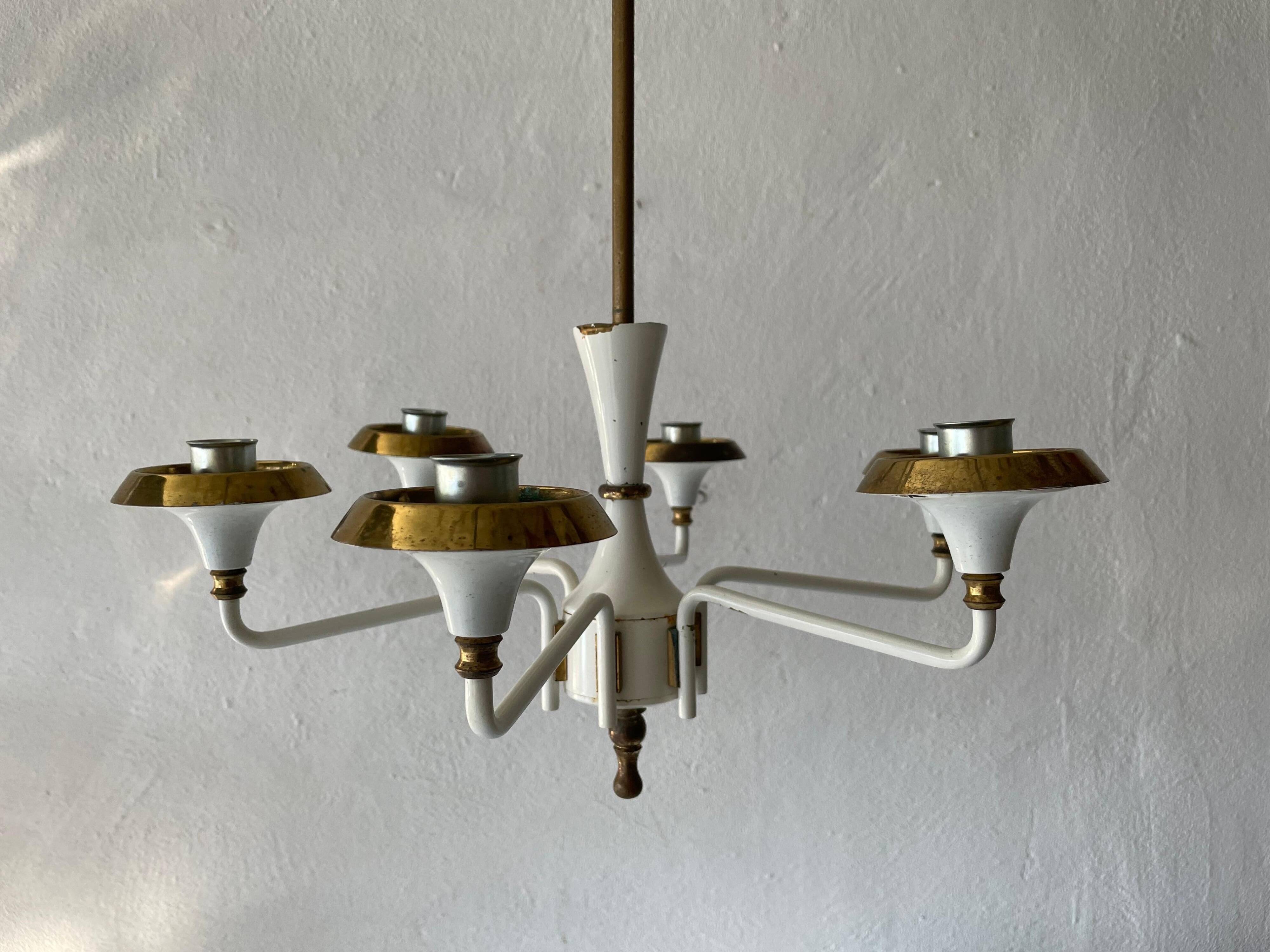 6 suspended glass lamps in white brass by Hans-Agne Jakobsson, 1960s, Sweden
