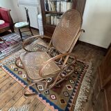 Rocking chair in wood and cane