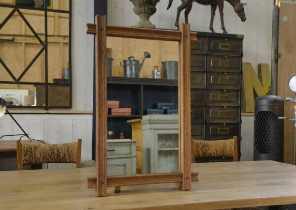 1950s Brutalist style solid oak mirror
