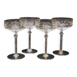4 Libbey Rock Sharpe Crystal Champagne Coupes