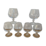 Set of 6 crystal aperitif or cognac glasses