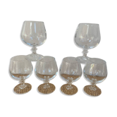 Set of 6 crystal aperitif or cognac glasses.
