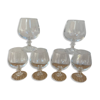 Set of 6 crystal aperitif or cognac glasses
