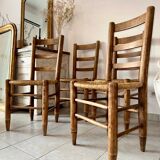 Wood and straw chairs