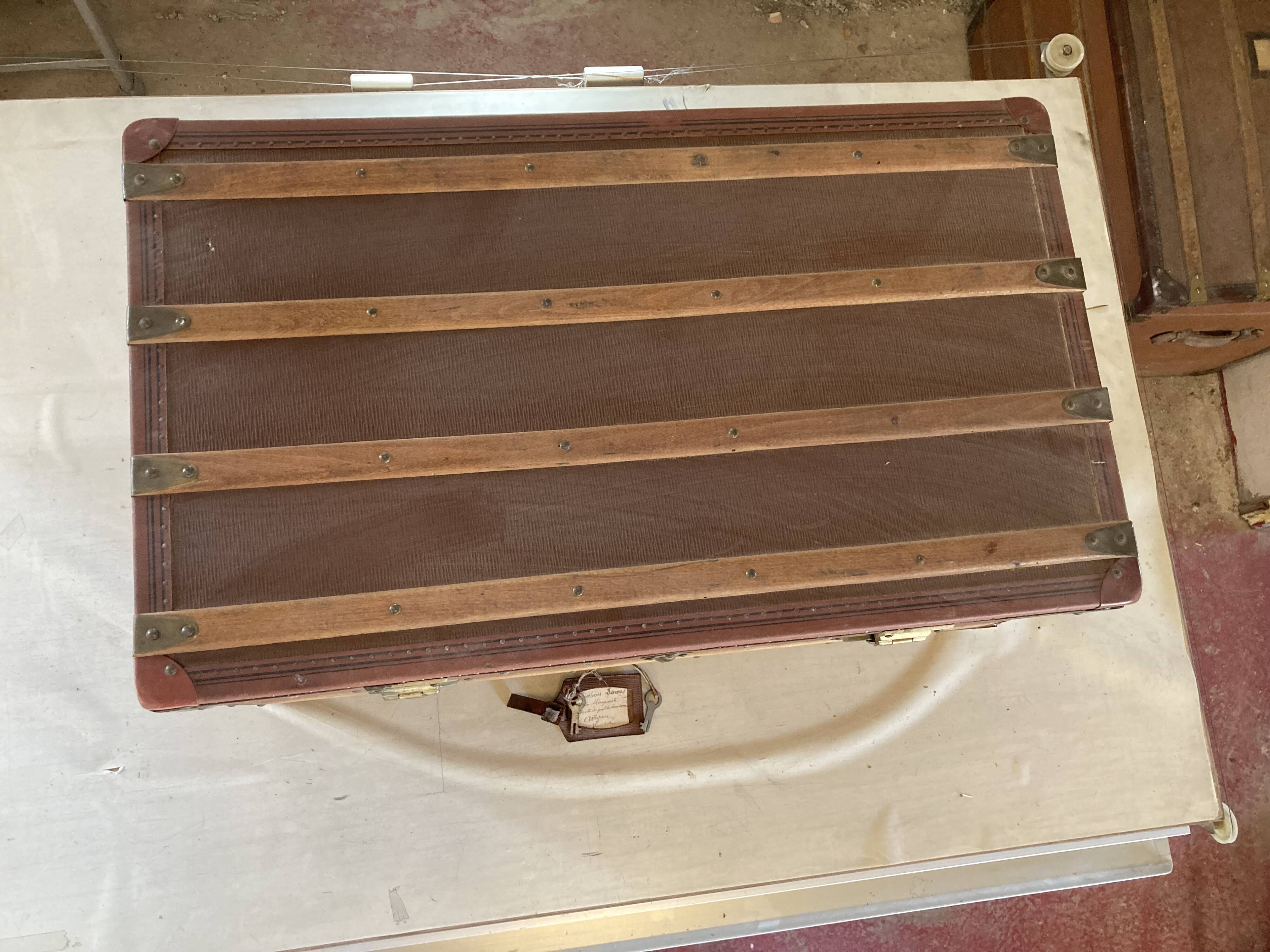 TRAVEL TRUNK RECTANGLE DEBUT XXE WOOD BROWN LEATHER SHEATH