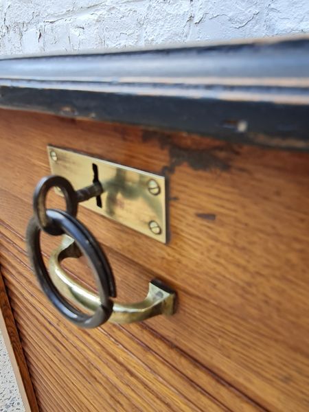 Double filing cabinet with oak curtain circa 1930