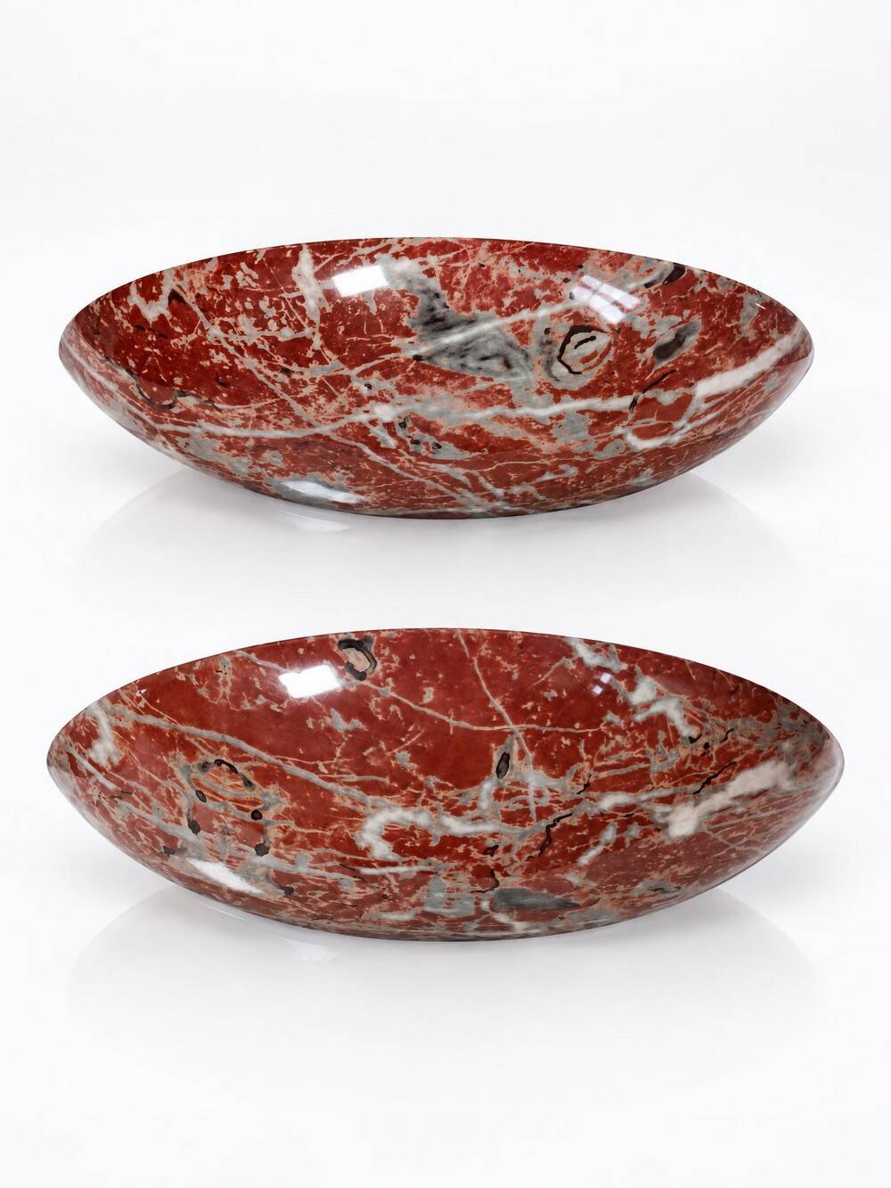 Pair of vintage wall sconces in faux red marble ceramic, 1990s.