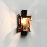 Vintage Italian brutalist wrought iron wall lamp by Albano Poli for Poliarte, set of 4.