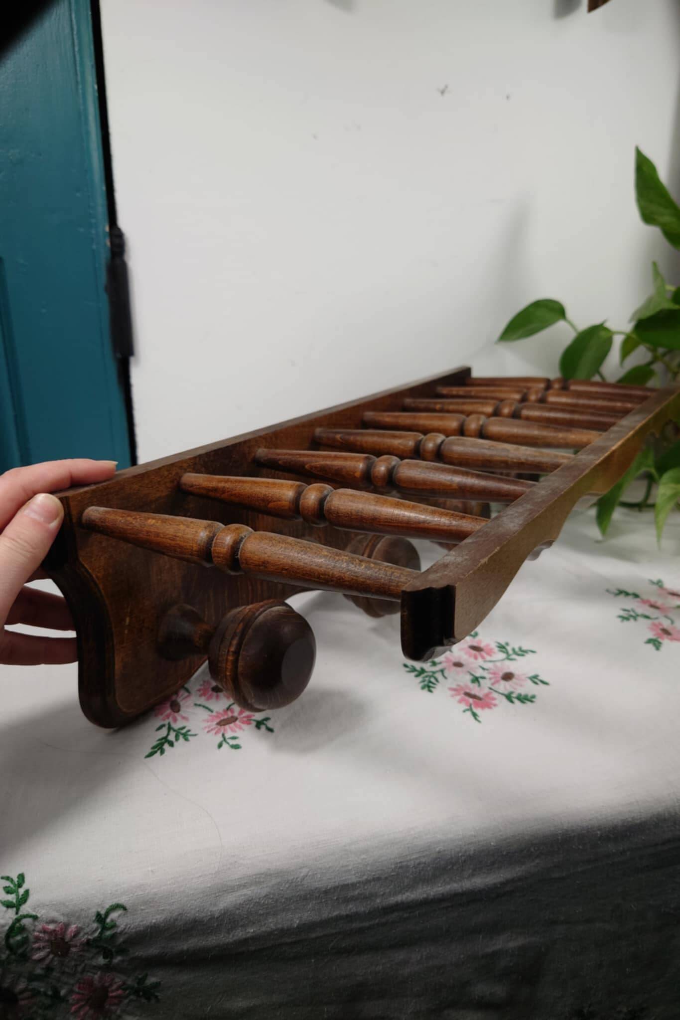 Wooden wall hook with hat shelf