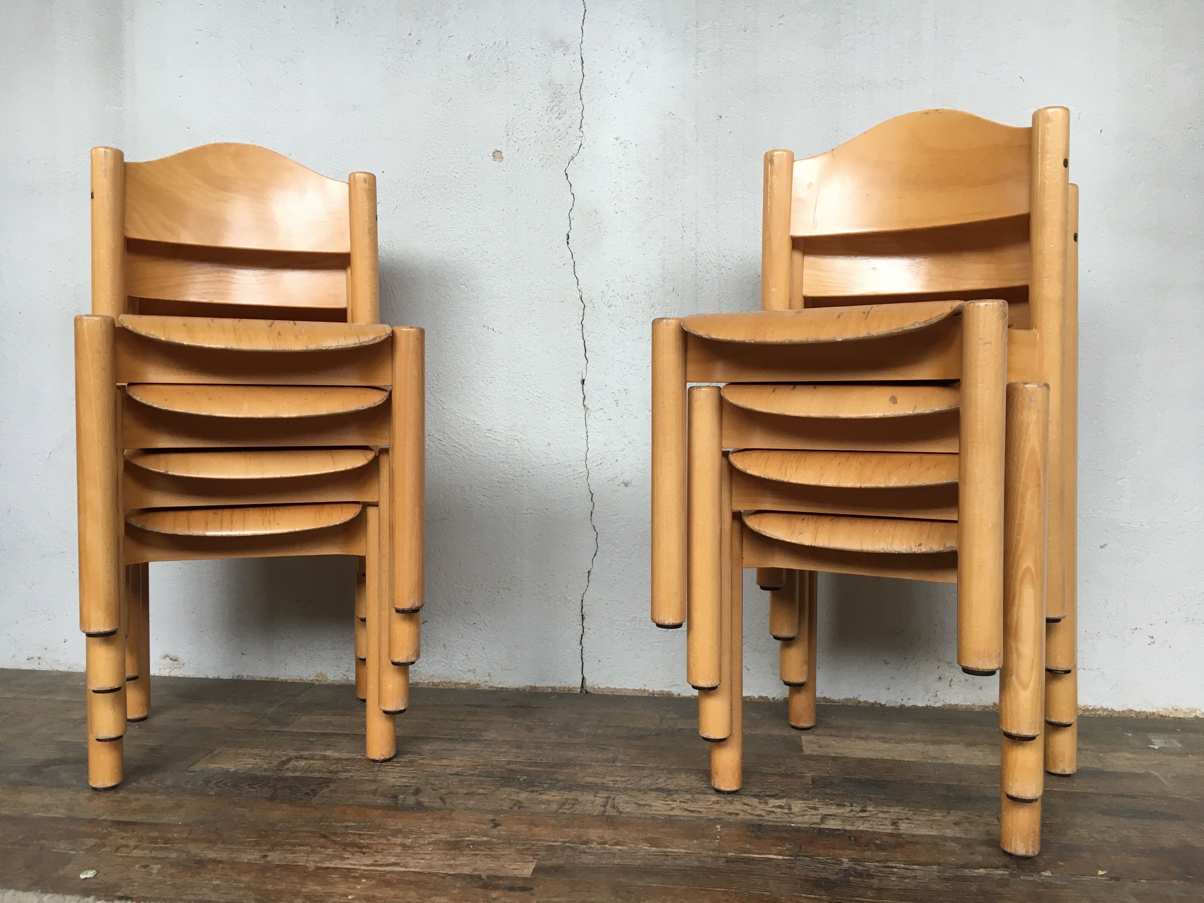 8 retro 60s vintage children's chairs wooden furniture
