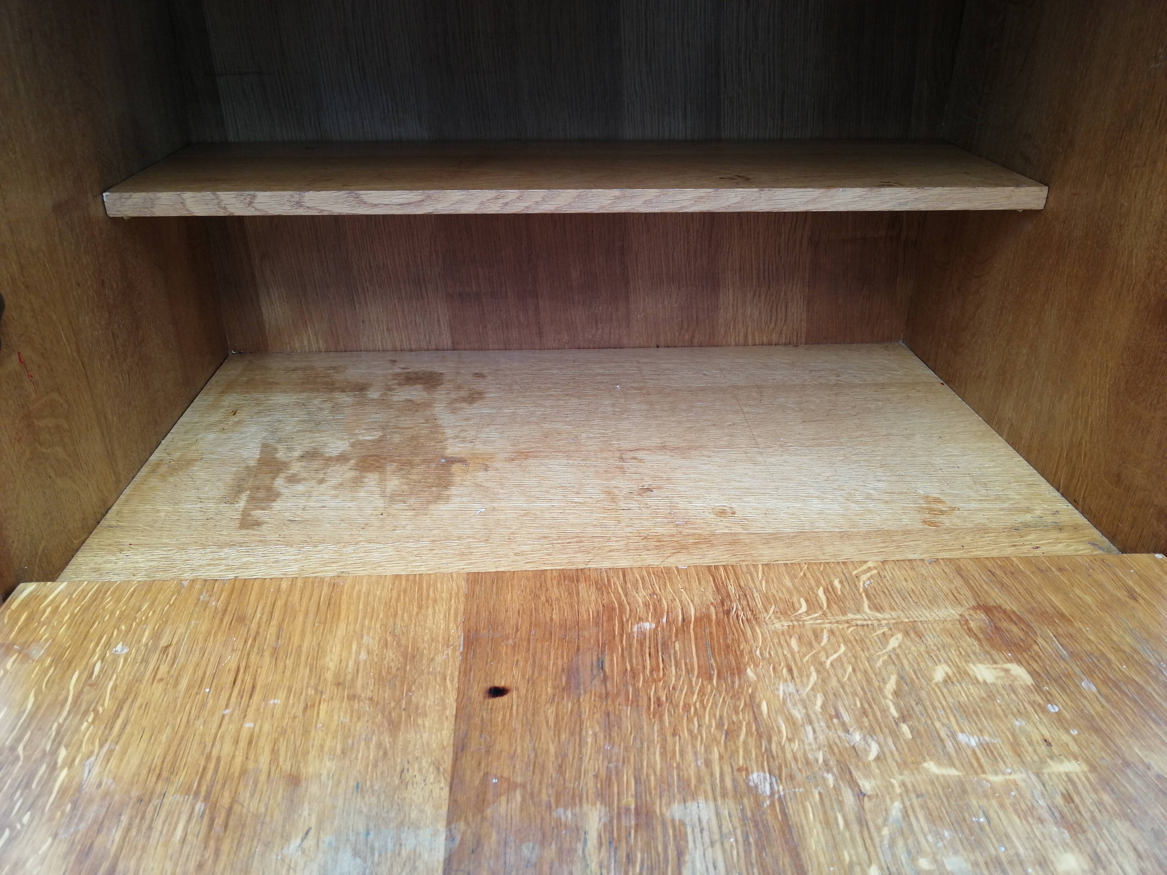 Oak and rattan secretary