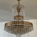 Cascade chandelier with crystal and bronze tassels