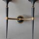 Pair of Maison Arlus torchiere sconces in gold brass and black lacquered 1960