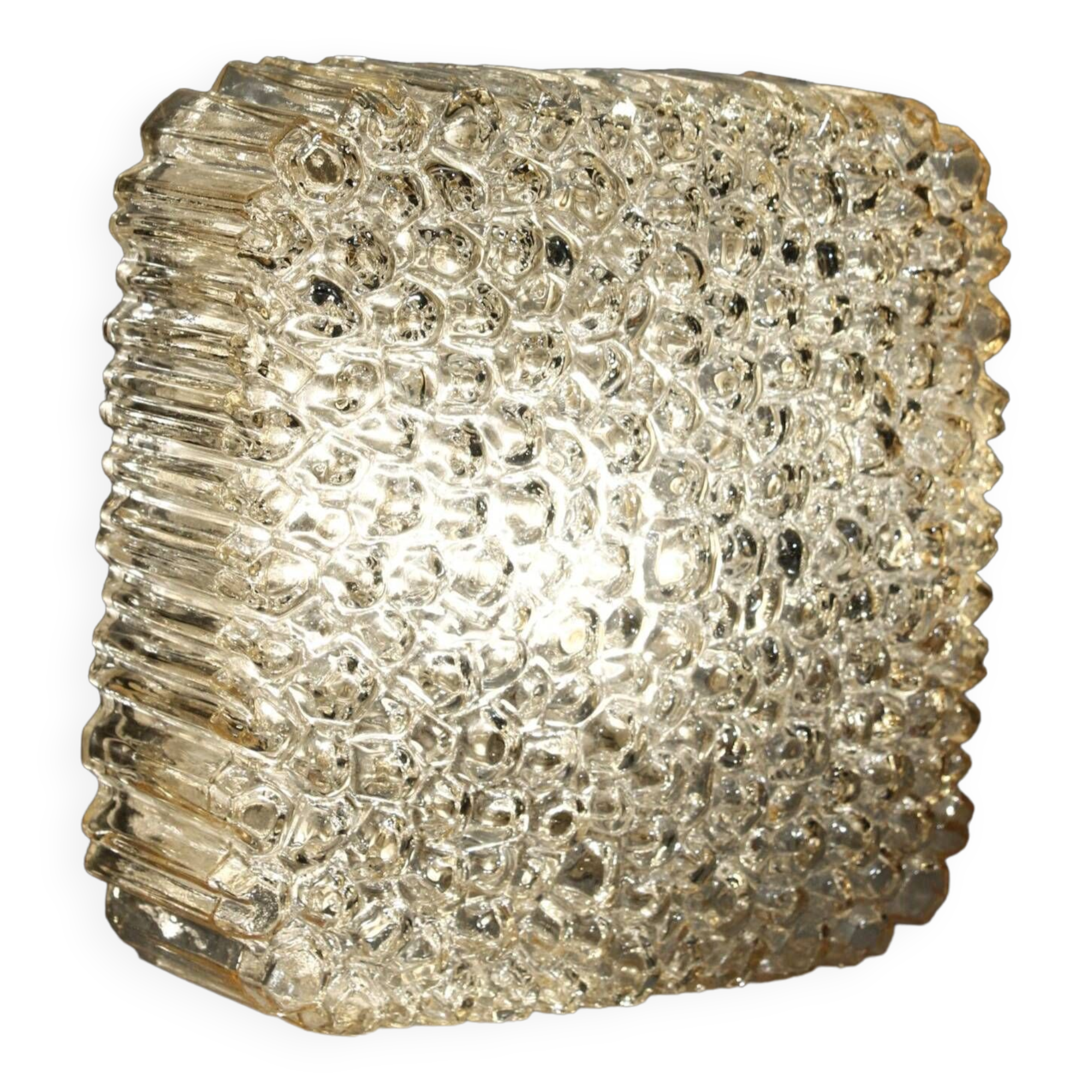 Limburg Glashütte wall lamp textured molded glass Germany 1960s