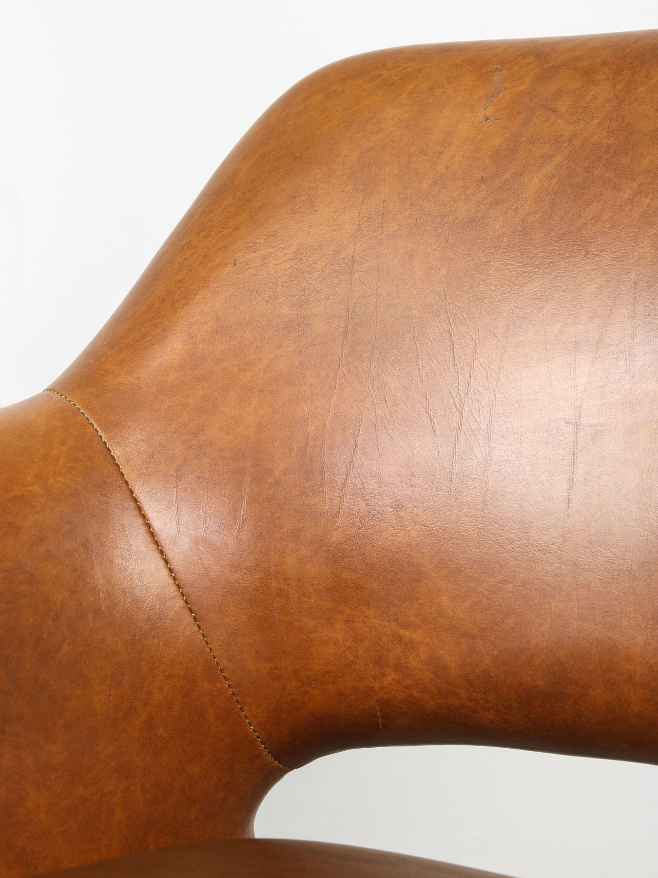 Mid-century brown leatherette swivel chair from Stol