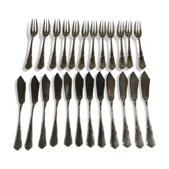 1 batch of 12 silver metal fish cutlery