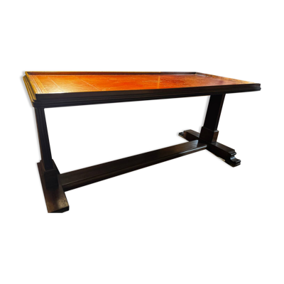 Table basse acajou et cuir  XIX eme