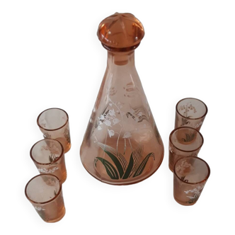 Carafe vintage et ses 6 petits verres