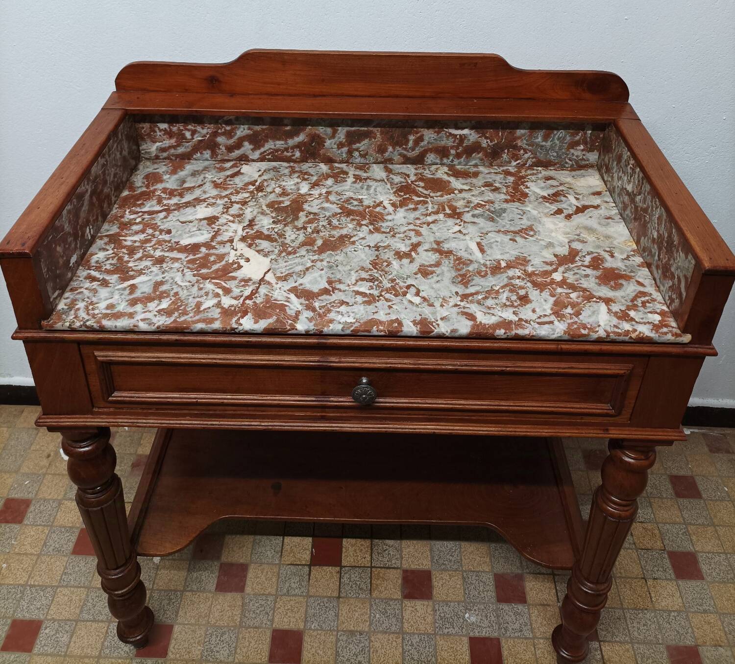Old wooden and marble dressing table