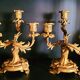 Pair of candlestick candlesticks antique torches in gilded bronze nineteenth century