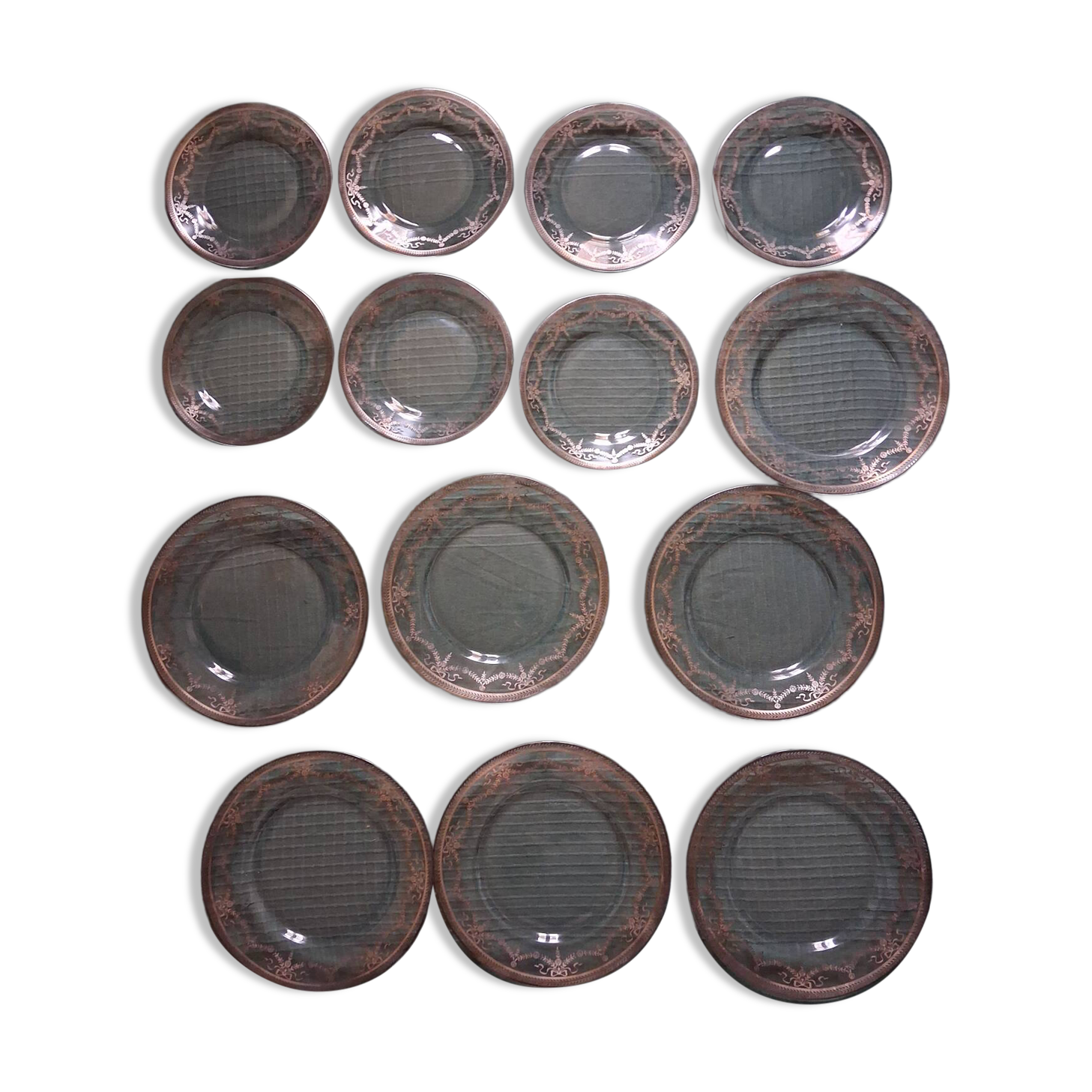 Silver-decorated service plates