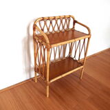 Bamboo and rattan bedside shelf