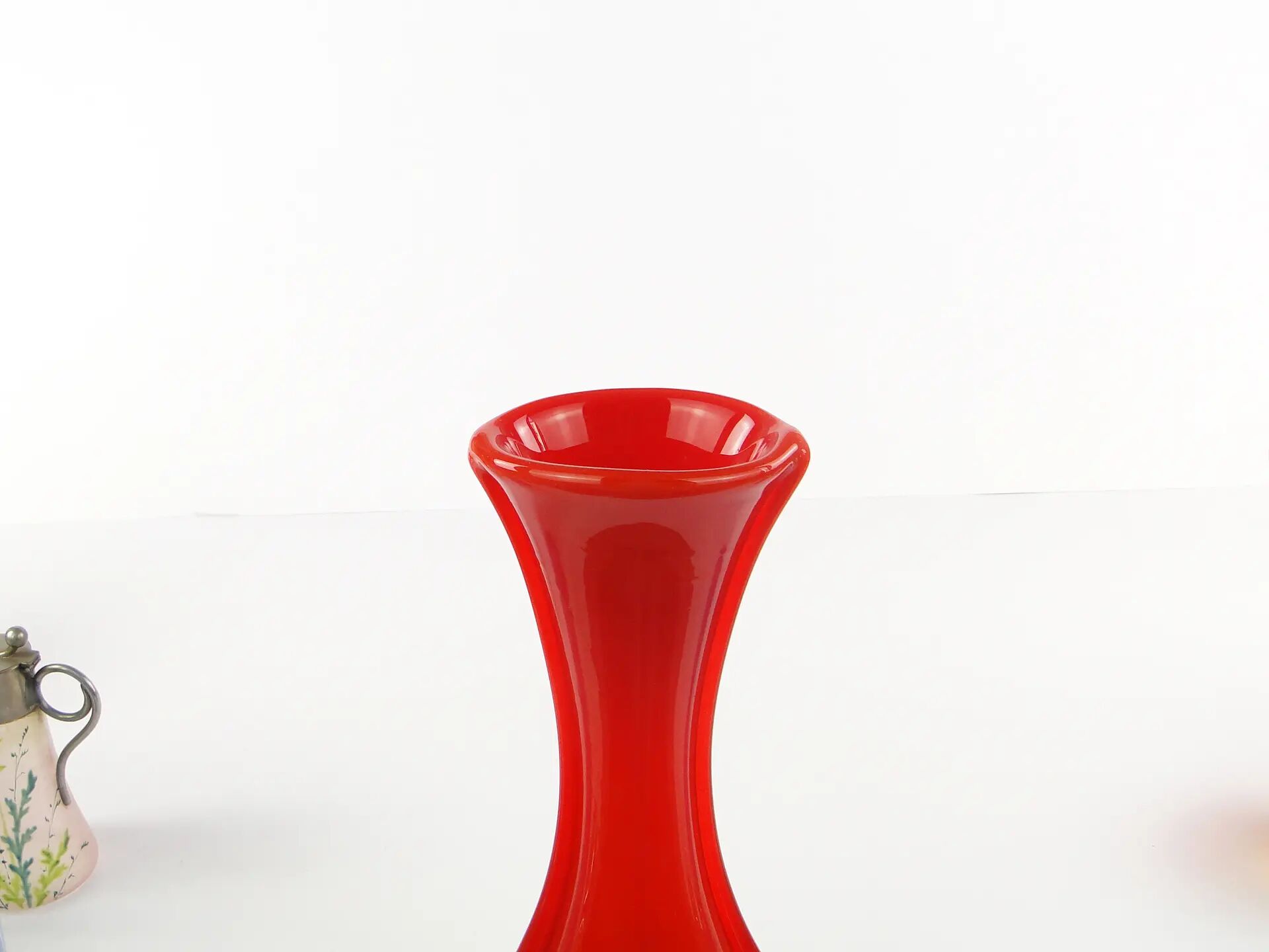 Mid-century modern vase, red glass, Poland, 1970s