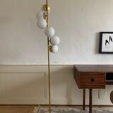 Italian mid century floor lamp brass & opal glass 1950