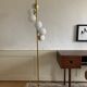 Italian mid century floor lamp brass & opal glass 1950
