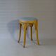 Baumann low stool, circa 1950/60, leatherette seat, curved wood