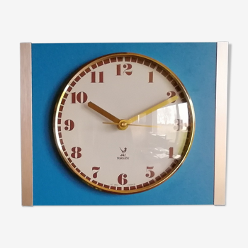 Horloge formica vintage pendule murale silencieuse rectangulaire "jaz bleu"