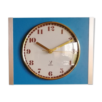 Vintage formica clock silent rectangular wall clock "blue jaz"