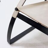 Set of 2 Post Modern Saddle Leather and Steel Armchairs 1970s