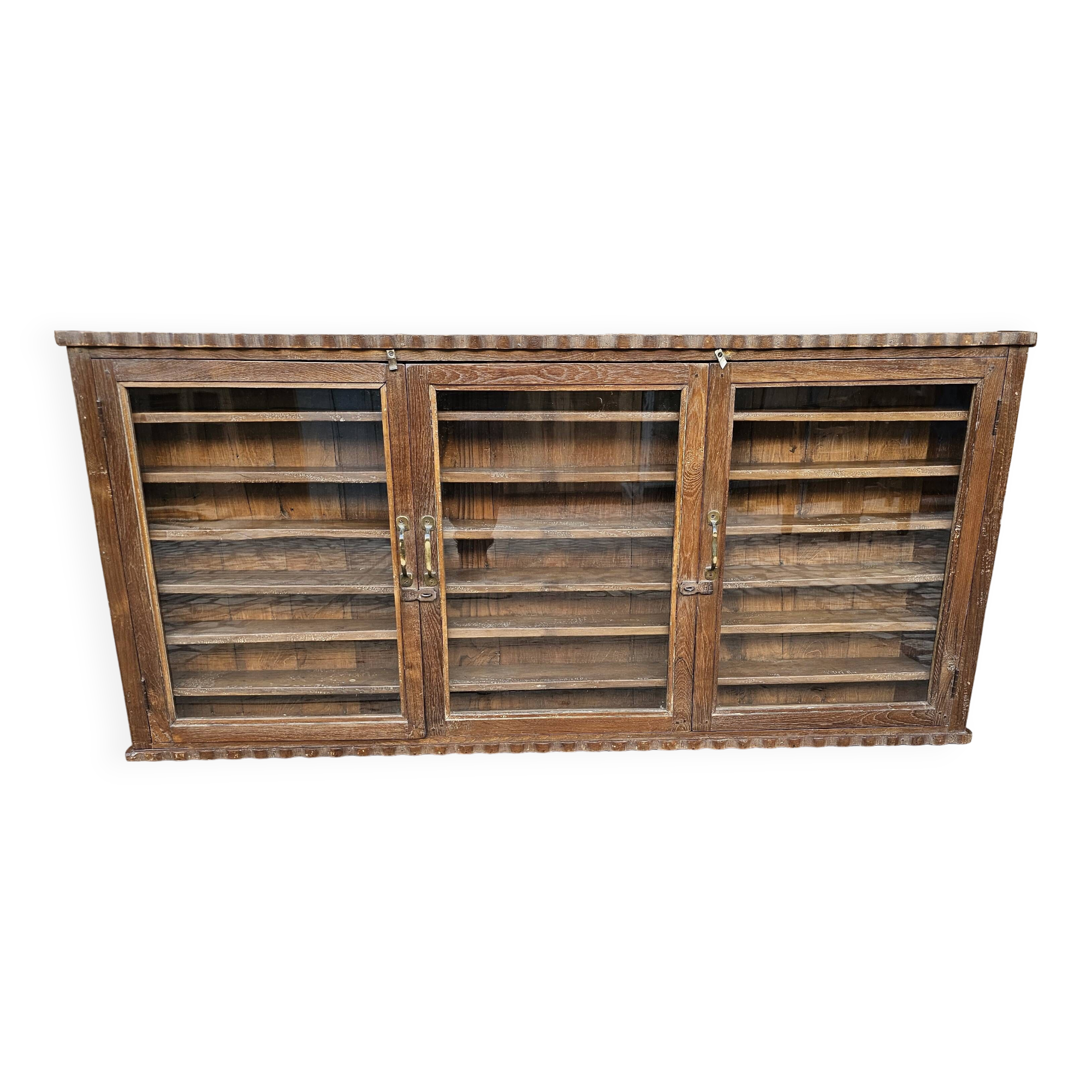 Antique Burmese teak collector's wall display case