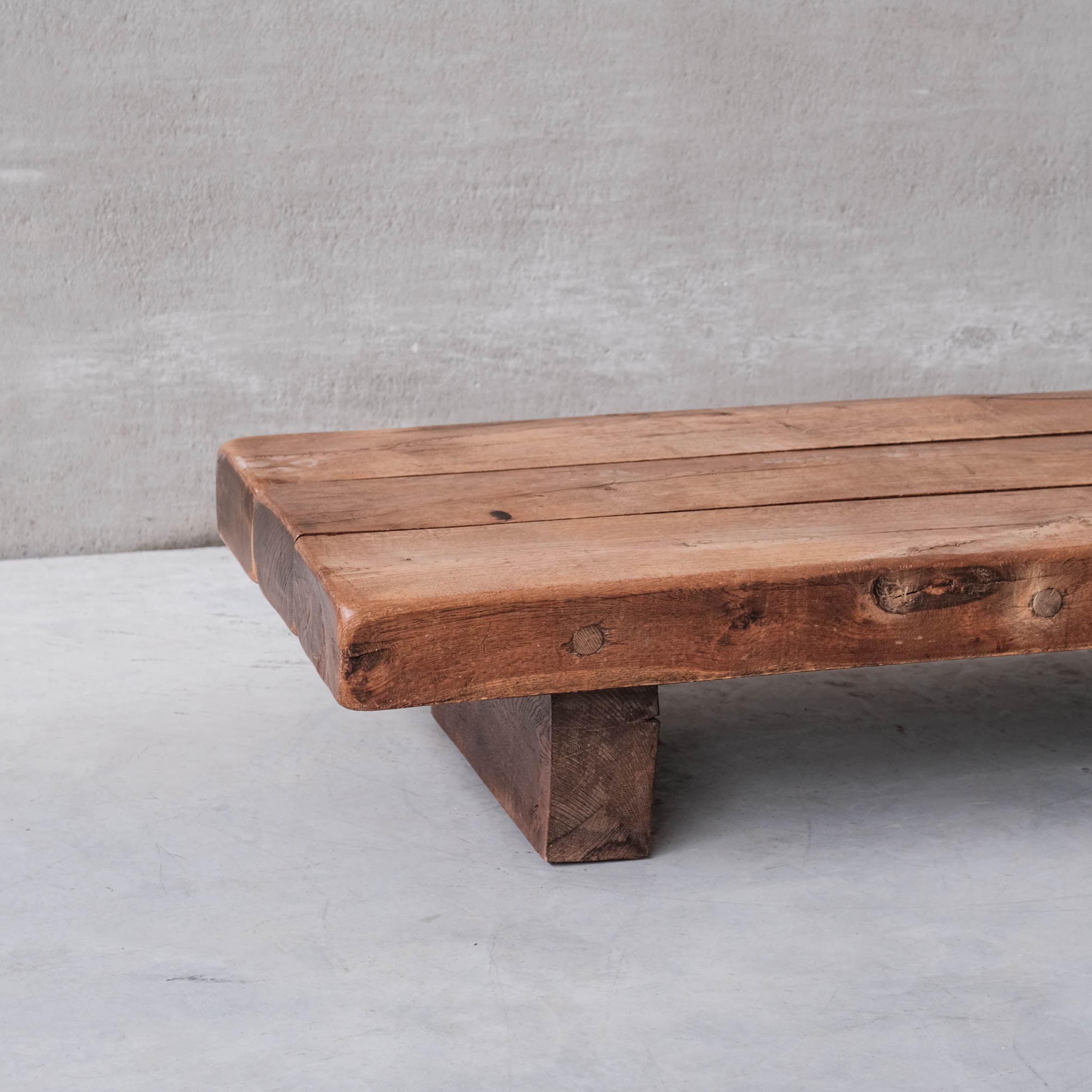 Brutalist oak mid-century belgium sleeper coffee table