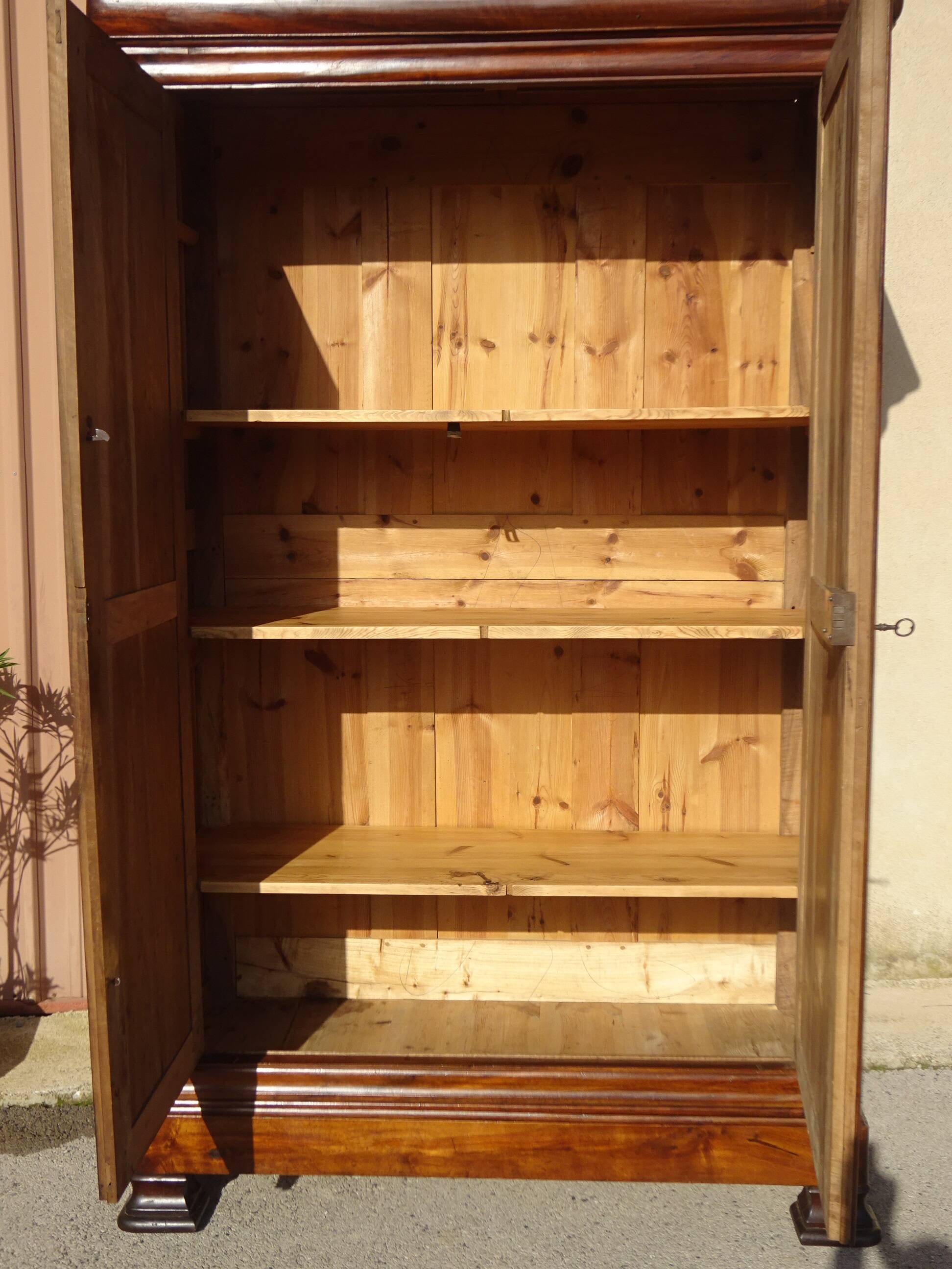 Very large Louis Philippe walnut wardrobe
