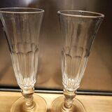 2 flûtes à champagne à pans coupés, fin 19è
