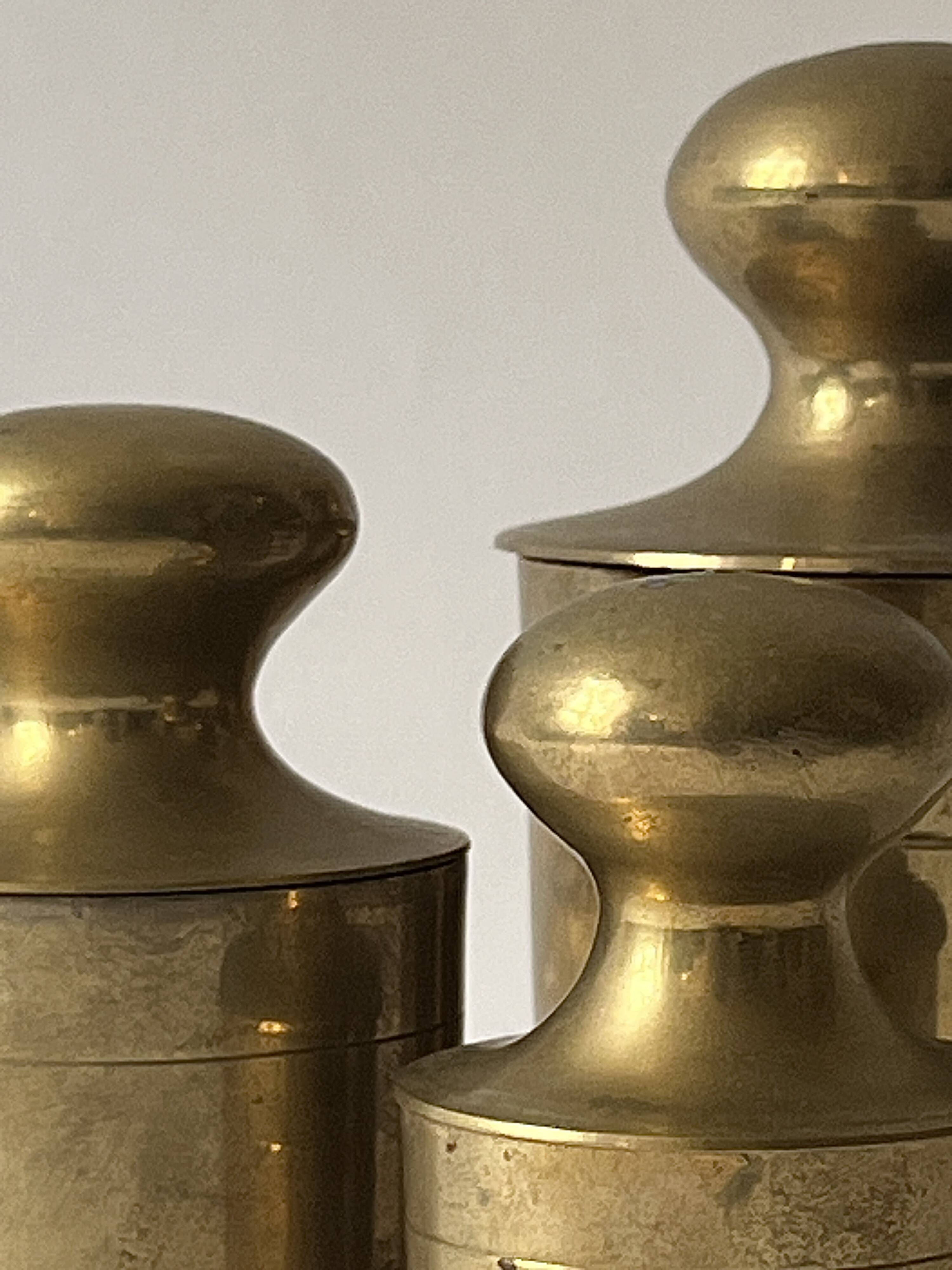 Set of 3 vintage boxes with genuine brass lids, 1950s.