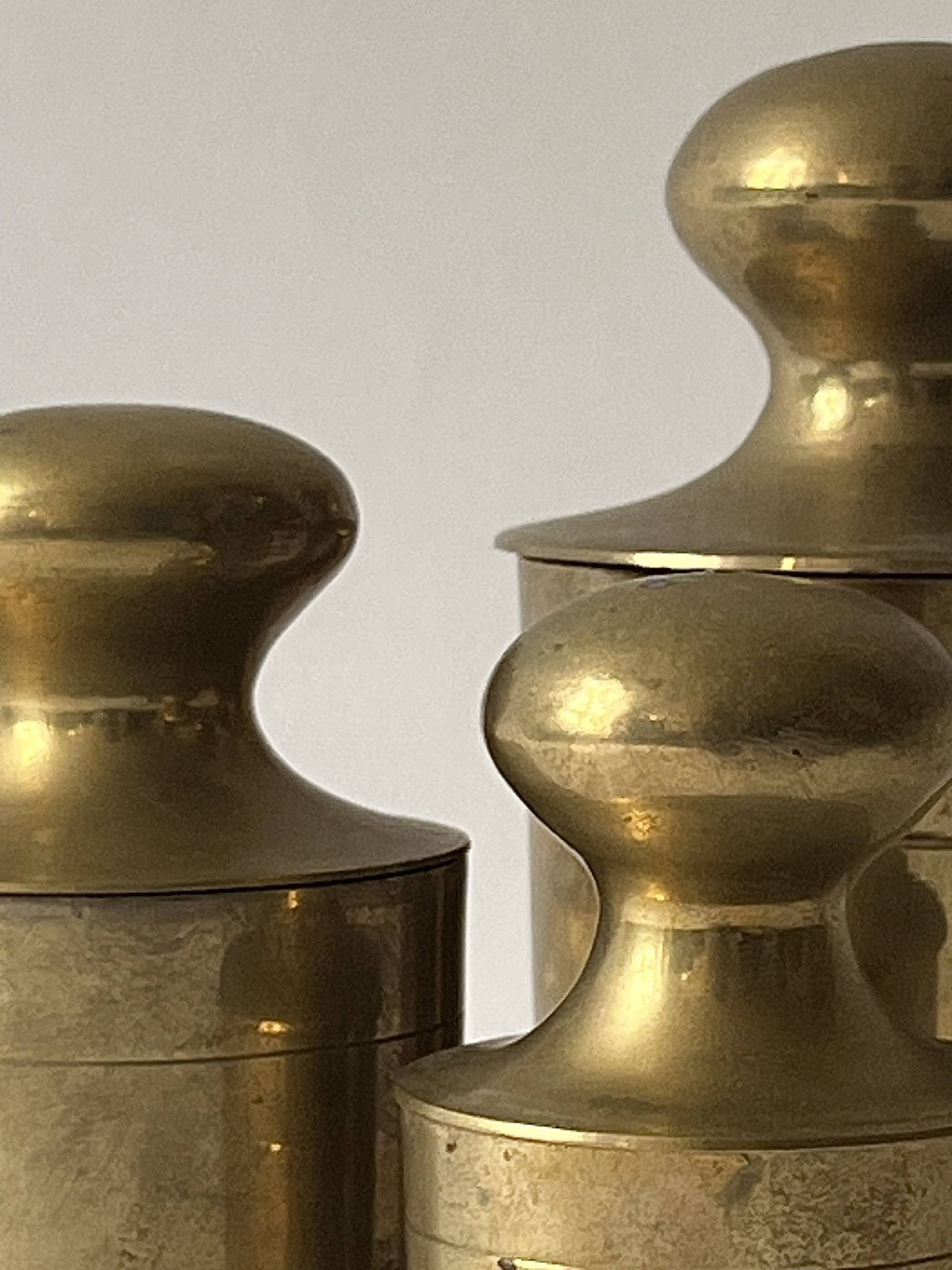 Set of 3 vintage boxes with genuine brass lids, 1950s.