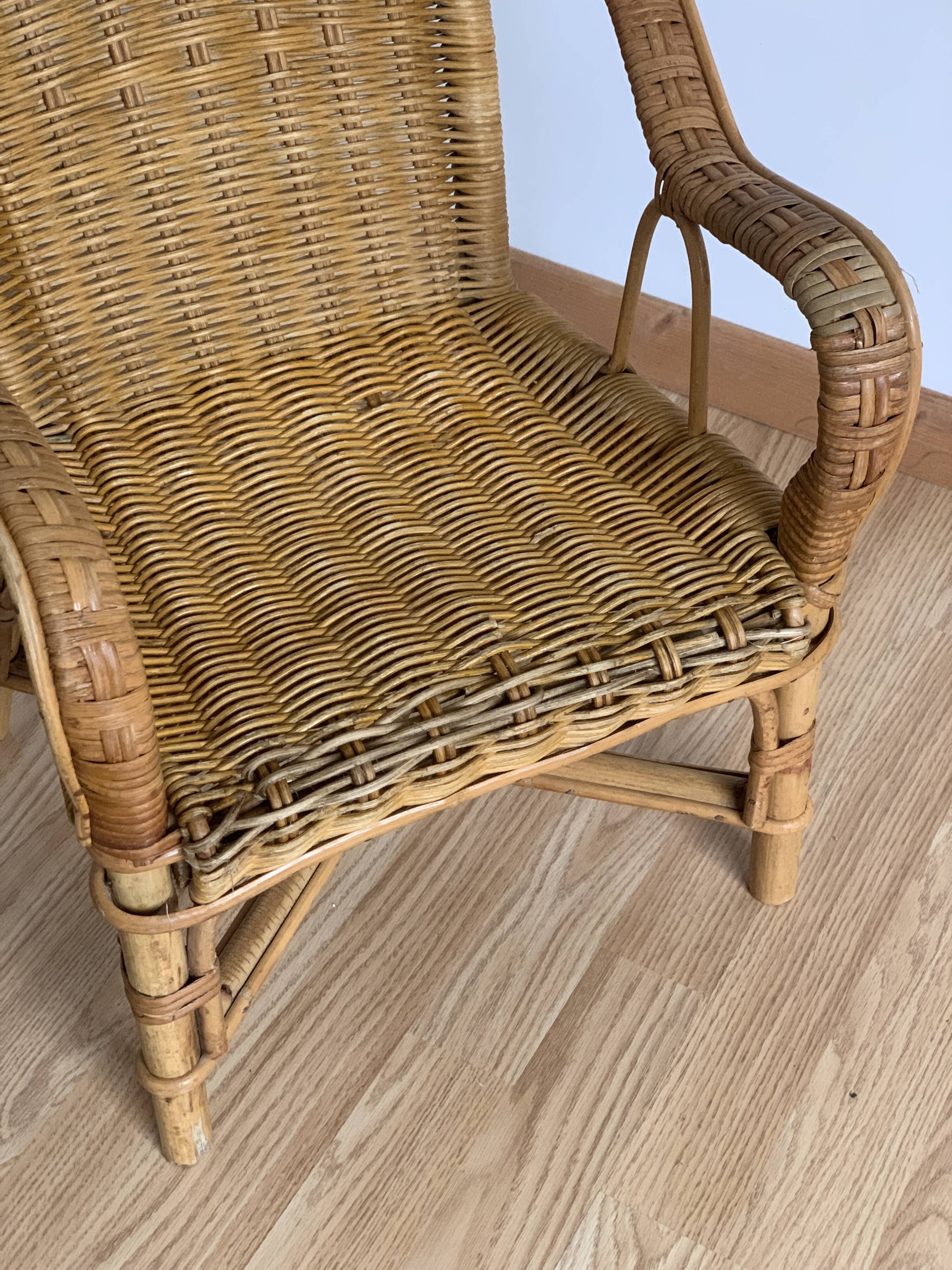 Vintage children's rattan chair