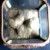 Art nouveau jewelry box, 5 beveled crystal walls and brass