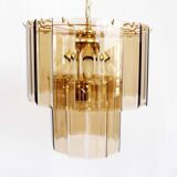 Italian chandelier in brass and beveled glass