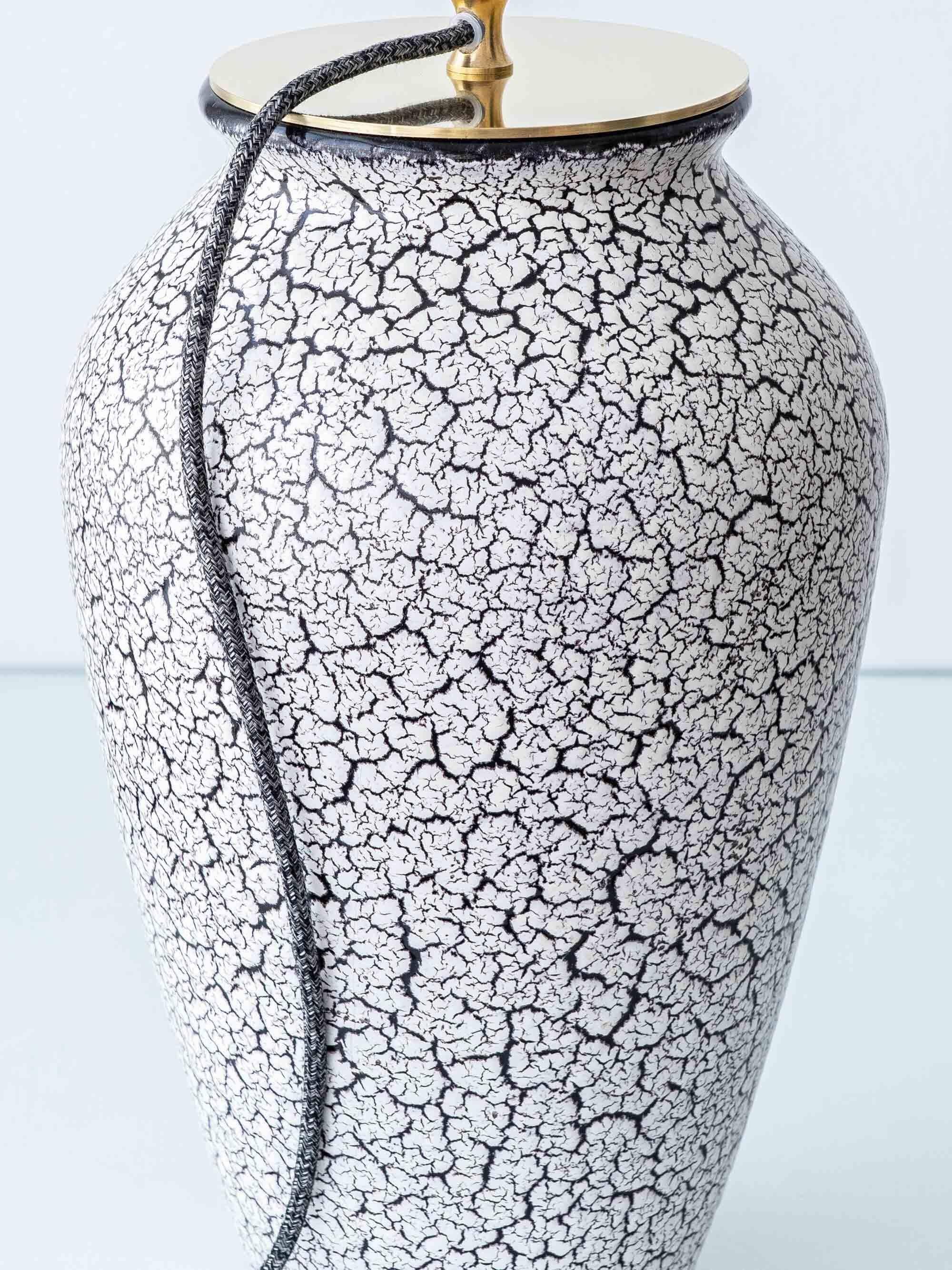 Jasba "Cortina" ceramic table lamp with crackled glaze, mid-century style, 1950s.