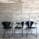 “Armlinda” black leather dining chairs by Arrben Italy