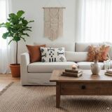 Geometric black and white kilim cushion