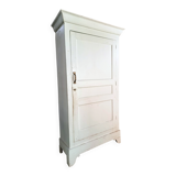 Antique French pine wardrobe with original white paint, circa 1900–1920.