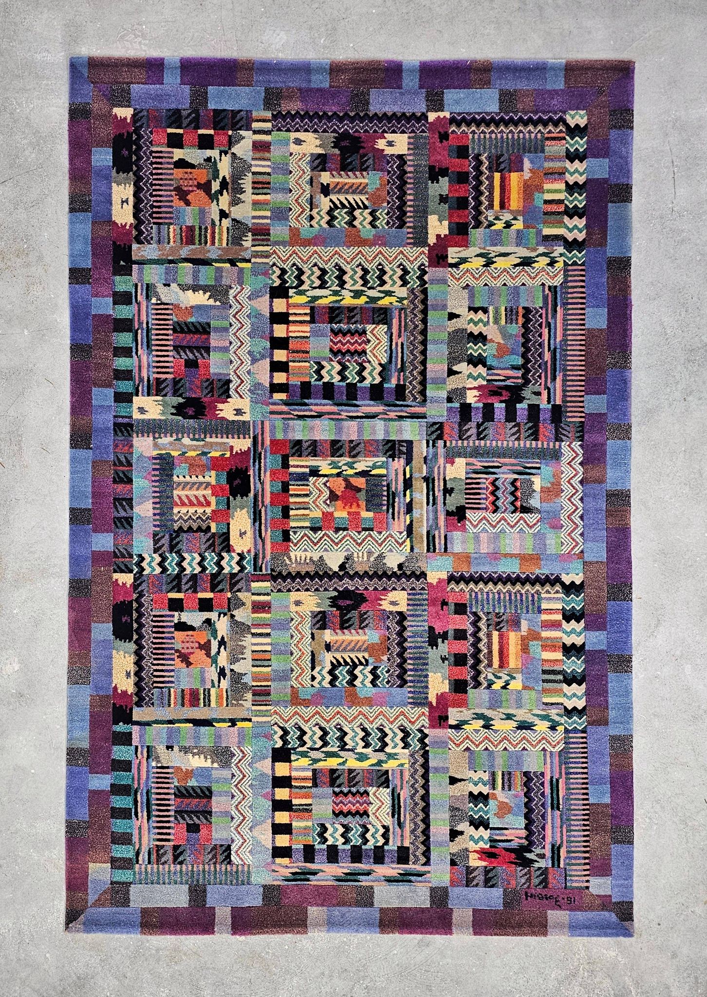 Vintage hand-knotted rug model Orion by Ottavio Missoni for Missoni