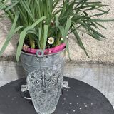Whiskey carafe and ice bucket in transparent glass vintage 1960/70