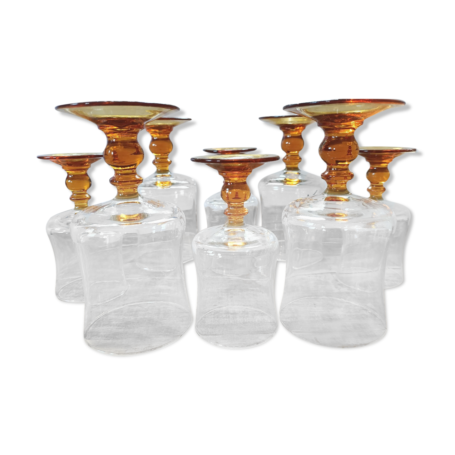 8 amber foot glasses