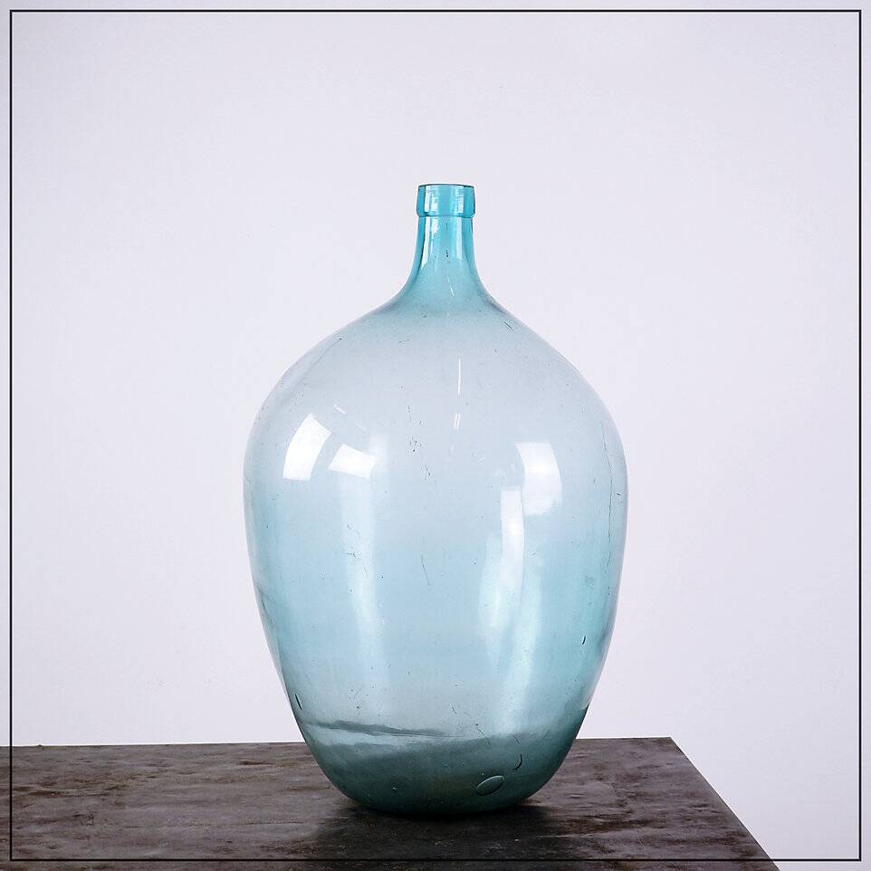 Vintage Turquoise Glass Bottle "Lady Jeanne" - France